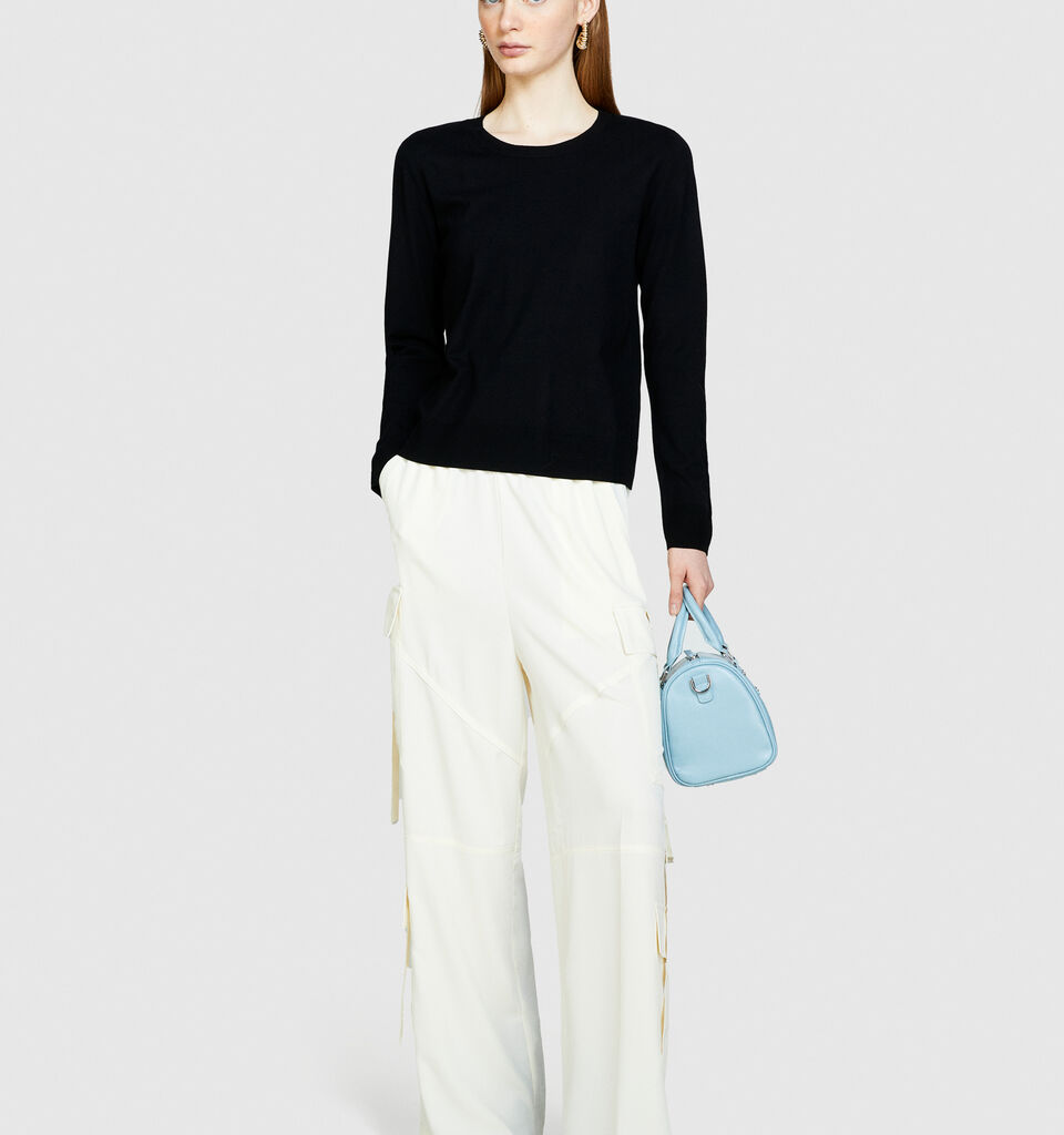 Solid colored sweater - women's crew neck sweaters - Black | Sisley image number 1